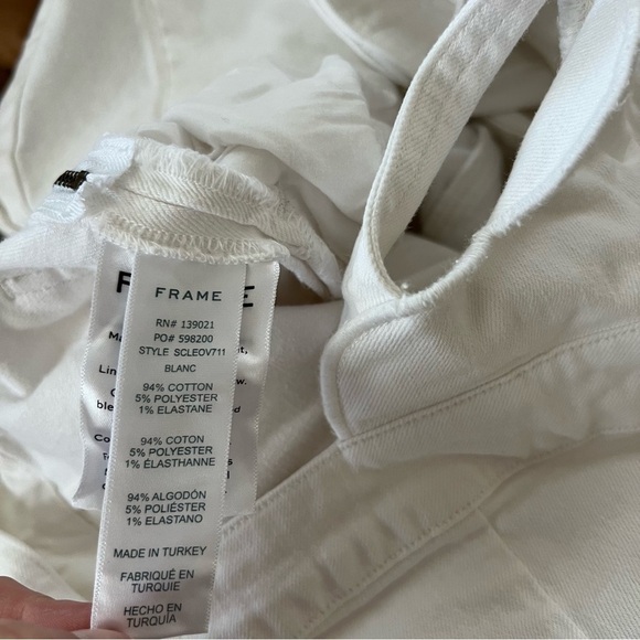 Frame Denim Scallop Edge Overalls White Jeans - Picture 10 of 12